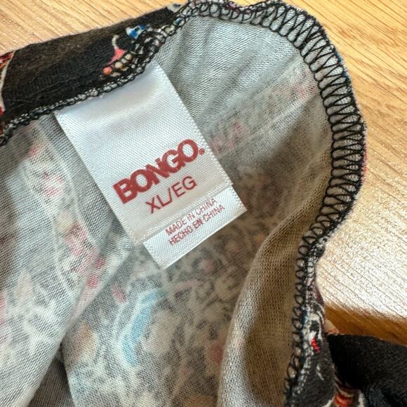 Vintage Bongo Stretch Skirt Juniors XL Black Floral Romantic Maxi Slit Dark - Picture 4 of 5